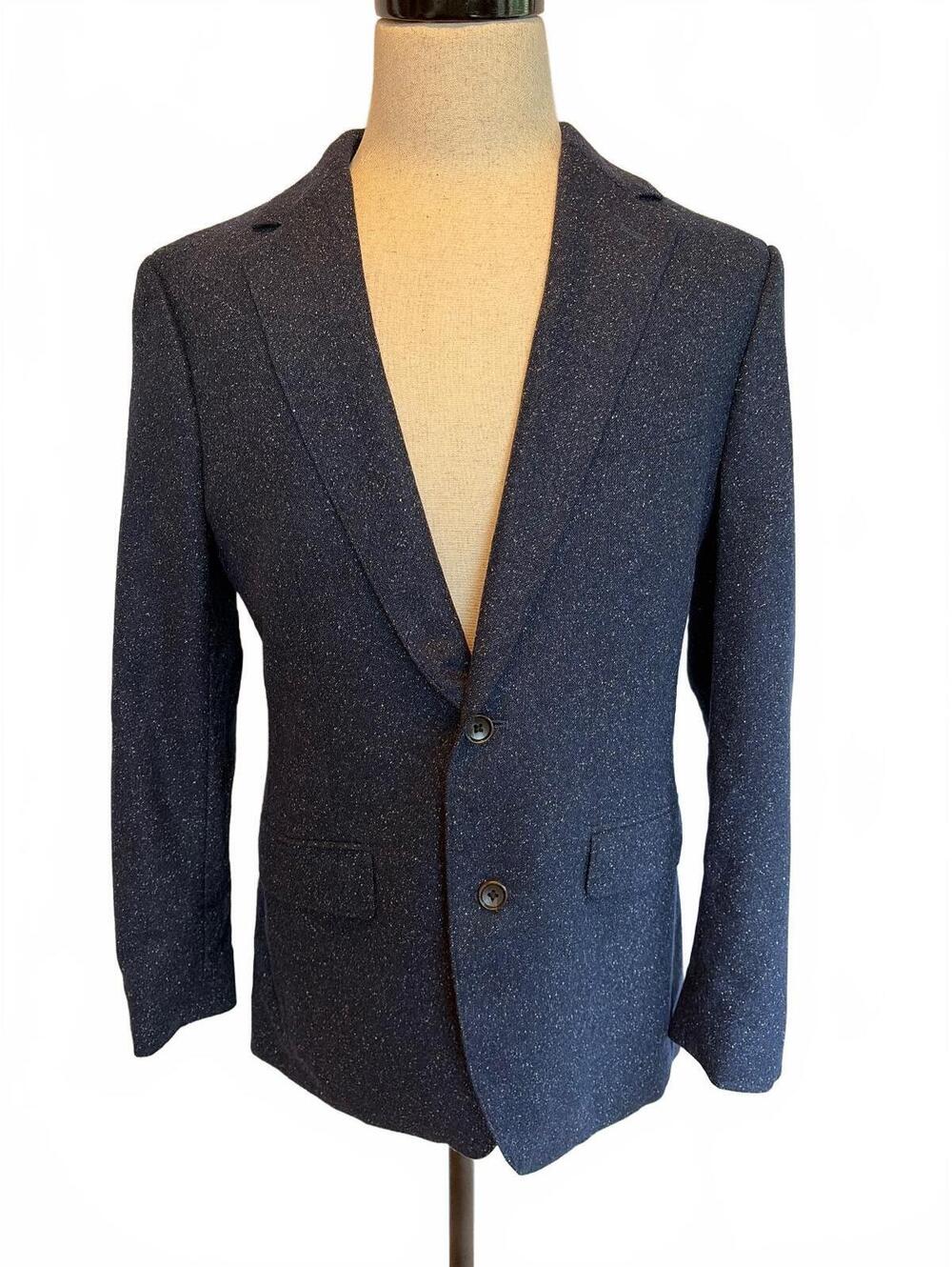 Bonobos Men's Blazer 40R Navy Speckled Italian Wool Silk Blend Slim Fit Polished